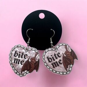 Heart Shaped 'Bite Me' Earrings